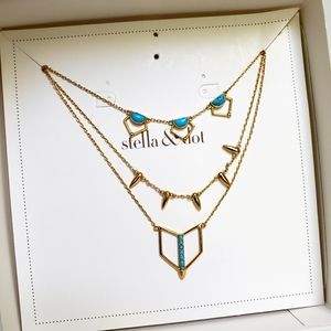 Stella & Dot Gold & Turquoise Layered Necklace
